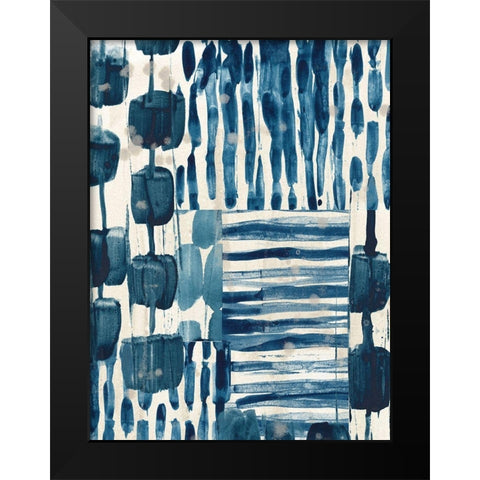 Indigo Patchwork III Black Modern Wood Framed Art Print by Vess, June Erica
