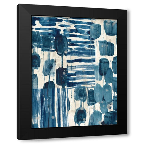 Indigo Patchwork IV Black Modern Wood Framed Art Print by Vess, June Erica