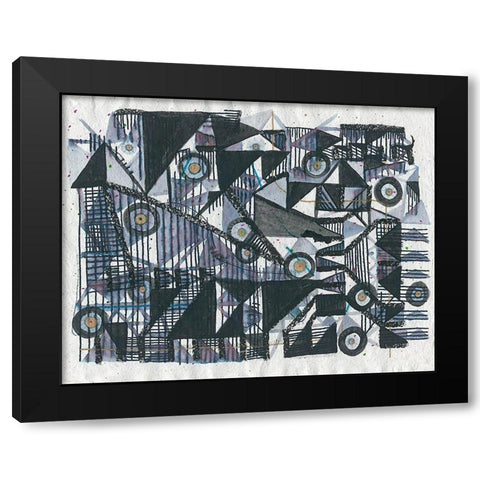 Circles and Triangles Black Modern Wood Framed Art Print with Double Matting by Arbel, Lori