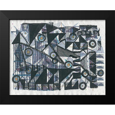 Circles and Triangles Black Modern Wood Framed Art Print by Arbel, Lori