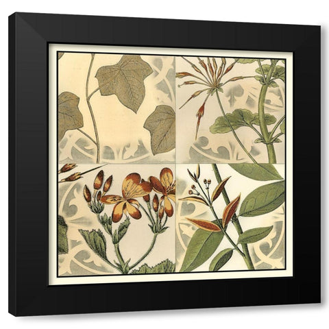 Botanical Quadrant III Black Modern Wood Framed Art Print with Double Matting by Vision Studio