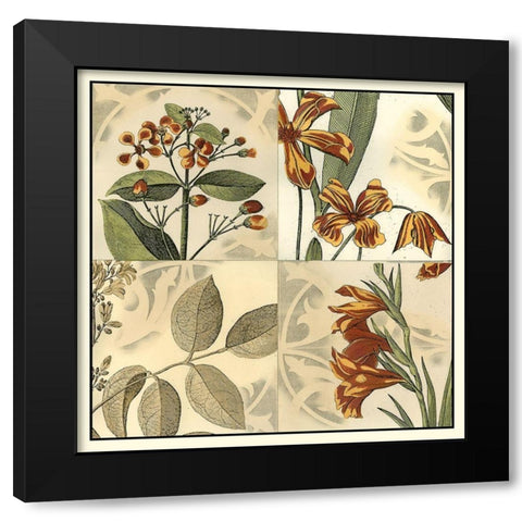 Botanical Quadrant IV Black Modern Wood Framed Art Print with Double Matting by Vision Studio