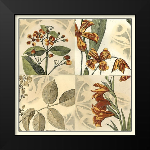 Botanical Quadrant IV Black Modern Wood Framed Art Print by Vision Studio