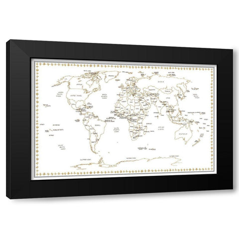 World Schematic Black Modern Wood Framed Art Print with Double Matting by Wang, Melissa