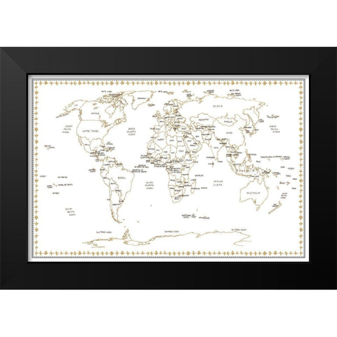 World Schematic Black Modern Wood Framed Art Print by Wang, Melissa