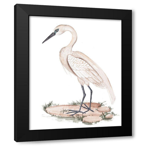 A White Heron I Black Modern Wood Framed Art Print with Double Matting by Wang, Melissa