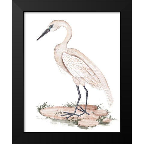 A White Heron I Black Modern Wood Framed Art Print by Wang, Melissa