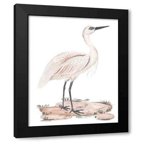 A White Heron II Black Modern Wood Framed Art Print with Double Matting by Wang, Melissa