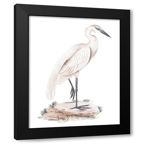 A White Heron IV Black Modern Wood Framed Art Print with Double Matting by Wang, Melissa