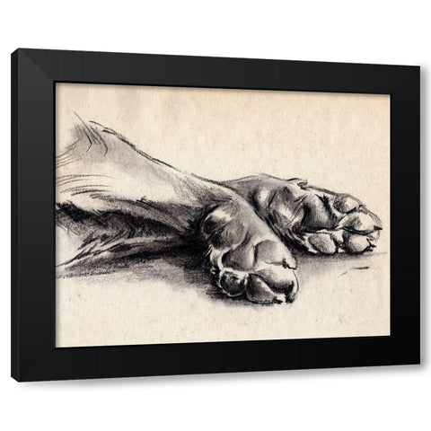 Charcoal Paws II Black Modern Wood Framed Art Print by Parker, Jennifer Paxton