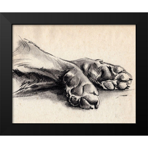 Charcoal Paws II Black Modern Wood Framed Art Print by Parker, Jennifer Paxton