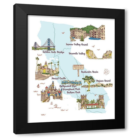 Going to California II Black Modern Wood Framed Art Print with Double Matting by Wang, Melissa