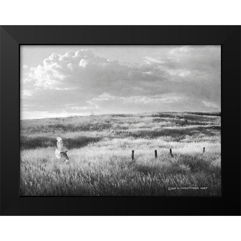 Fence Line Flight I Black Modern Wood Framed Art Print by Vest, Chris