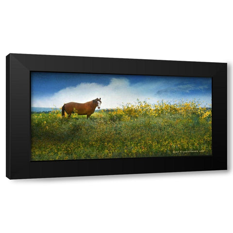 Horse in Flowers I Black Modern Wood Framed Art Print by Vest, Chris