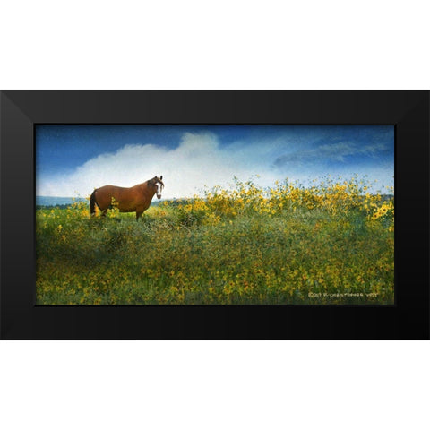 Horse in Flowers I Black Modern Wood Framed Art Print by Vest, Chris