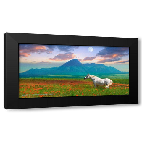 Horse in Flowers II Black Modern Wood Framed Art Print by Vest, Chris