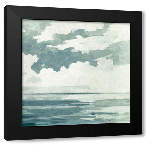 Textured Blue Seascape I Black Modern Wood Framed Art Print with Double Matting by Caroline, Emma