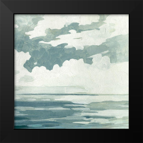 Textured Blue Seascape I Black Modern Wood Framed Art Print by Caroline, Emma