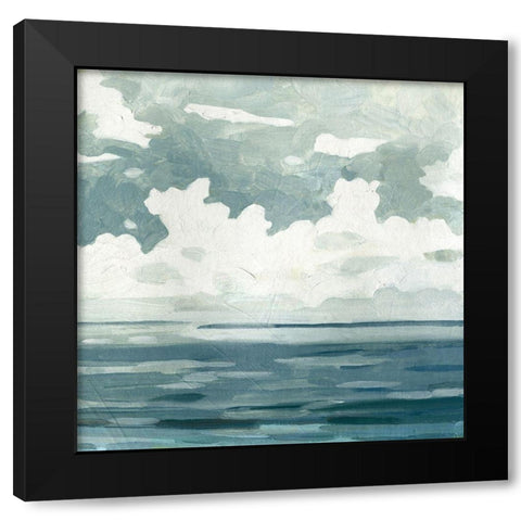Textured Blue Seascape II Black Modern Wood Framed Art Print by Caroline, Emma