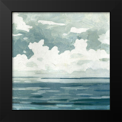 Textured Blue Seascape II Black Modern Wood Framed Art Print by Caroline, Emma