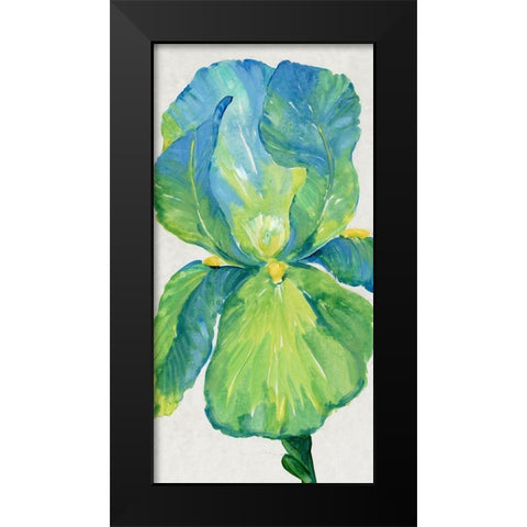 Iris Bloom in Green I Black Modern Wood Framed Art Print by OToole, Tim