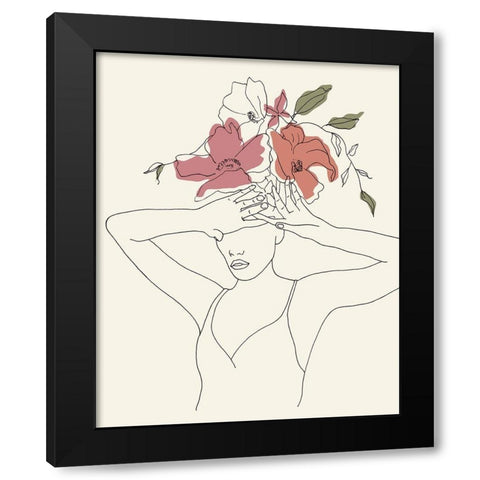 Blooming I Black Modern Wood Framed Art Print with Double Matting by Wang, Melissa