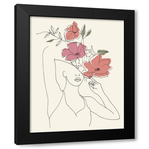 Blooming II Black Modern Wood Framed Art Print with Double Matting by Wang, Melissa