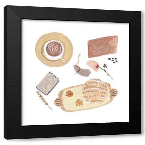 Autumn Baking Diary IV Black Modern Wood Framed Art Print with Double Matting by Wang, Melissa