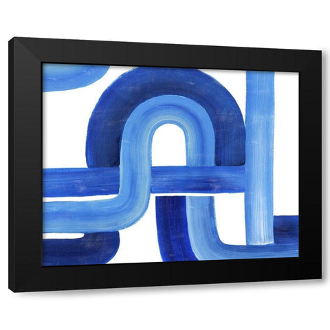 Woven Cobalt I Black Modern Wood Framed Art Print with Double Matting by Popp, Grace