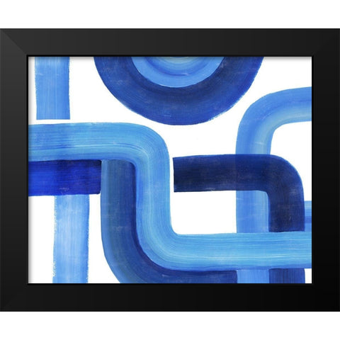 Woven Cobalt II Black Modern Wood Framed Art Print by Popp, Grace