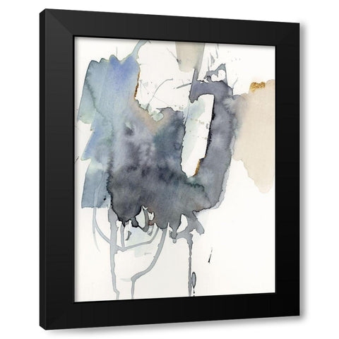 Indigo Splatter I Black Modern Wood Framed Art Print with Double Matting by Barnes, Victoria