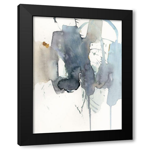 Indigo Splatter II Black Modern Wood Framed Art Print by Barnes, Victoria