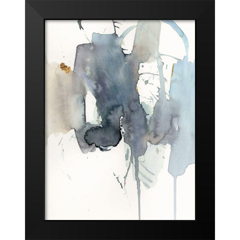 Indigo Splatter II Black Modern Wood Framed Art Print by Barnes, Victoria