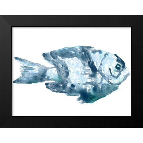 Blue Ocean Fish III Black Modern Wood Framed Art Print by Vess, June Erica