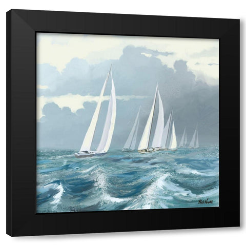 Sailing Ships II Black Modern Wood Framed Art Print with Double Matting by Novak, Rick