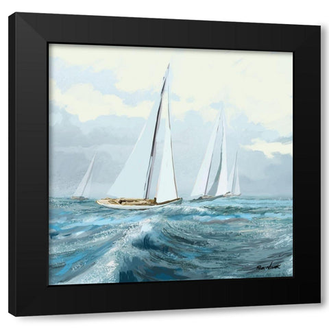 Sailing Ships III Black Modern Wood Framed Art Print with Double Matting by Novak, Rick