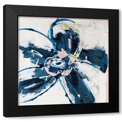 Blossom Blue I Black Modern Wood Framed Art Print by Aryai, Sia
