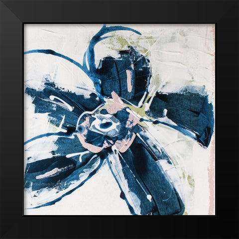 Blossom Blue I Black Modern Wood Framed Art Print by Aryai, Sia