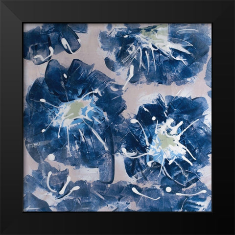 Blossom Blue II Black Modern Wood Framed Art Print by Aryai, Sia