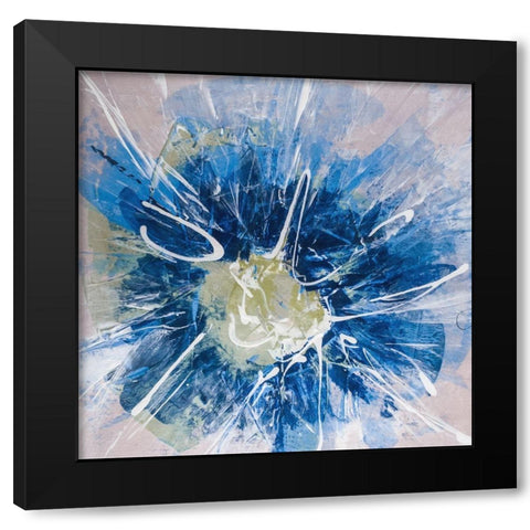 Blossom Blue III Black Modern Wood Framed Art Print by Aryai, Sia