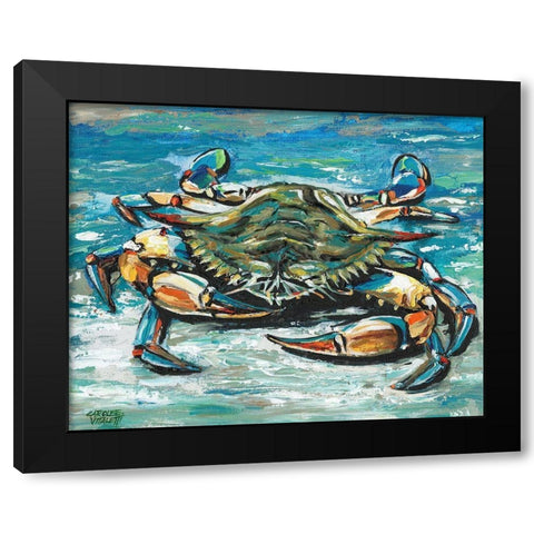 Blue Palette Crab I Black Modern Wood Framed Art Print with Double Matting by Vitaletti, Carolee