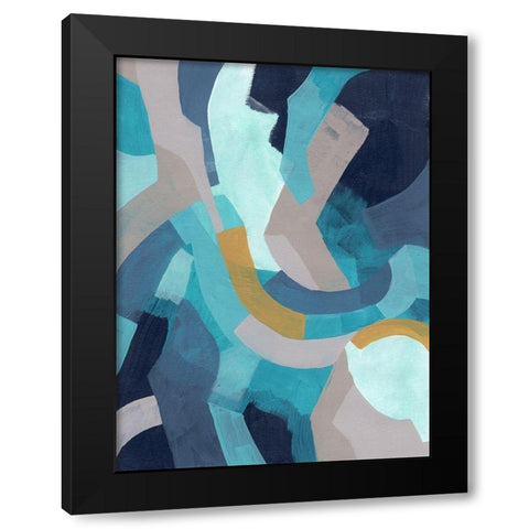 Puzzle Blues I Black Modern Wood Framed Art Print by Vess, June Erica