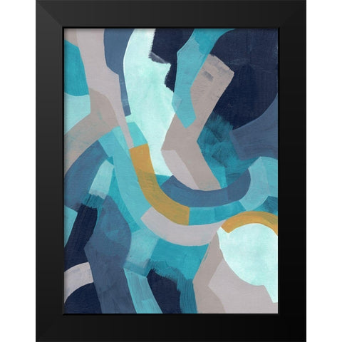 Puzzle Blues I Black Modern Wood Framed Art Print by Vess, June Erica