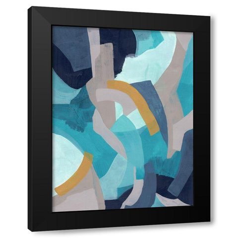 Puzzle Blues II Black Modern Wood Framed Art Print by Vess, June Erica