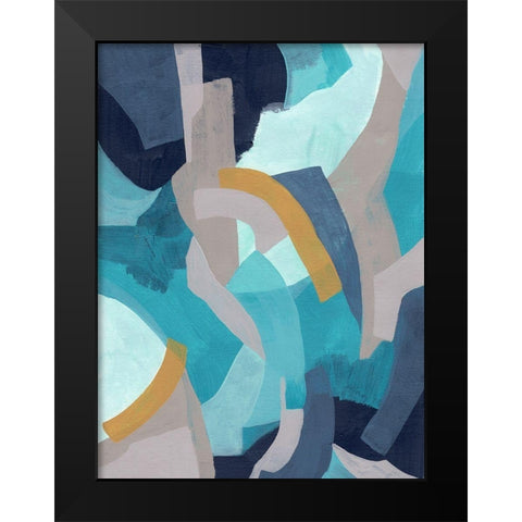 Puzzle Blues II Black Modern Wood Framed Art Print by Vess, June Erica