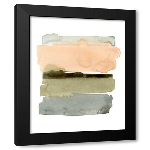 Peachy Horizon I Black Modern Wood Framed Art Print with Double Matting by Barnes, Victoria