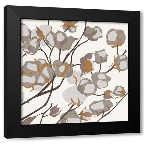 Cotton Balls II Black Modern Wood Framed Art Print with Double Matting by Wang, Melissa