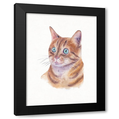 Orange Cat II Black Modern Wood Framed Art Print with Double Matting by Wang, Melissa