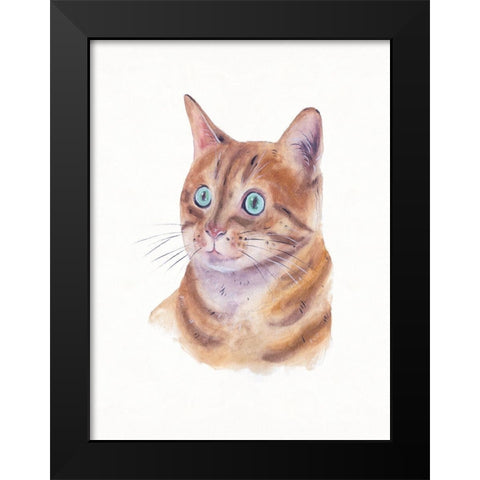 Orange Cat II Black Modern Wood Framed Art Print by Wang, Melissa