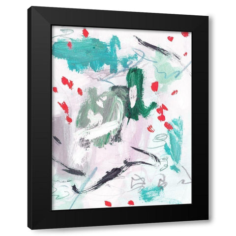 Rouge Splash III Black Modern Wood Framed Art Print with Double Matting by Wang, Melissa